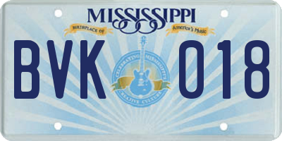 MS license plate BVK018