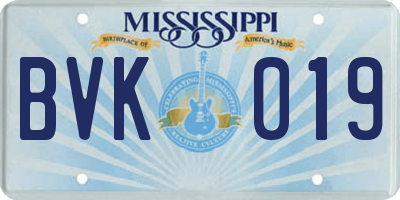 MS license plate BVK019