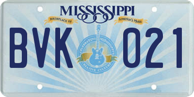 MS license plate BVK021