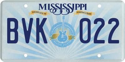 MS license plate BVK022