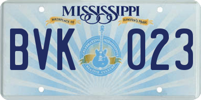MS license plate BVK023