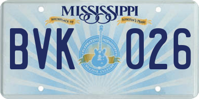 MS license plate BVK026