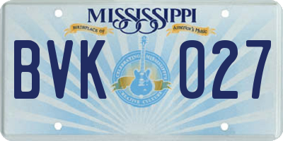 MS license plate BVK027