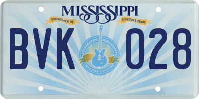 MS license plate BVK028