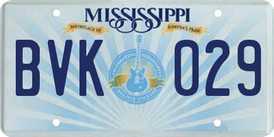 MS license plate BVK029