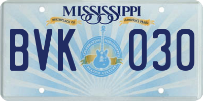 MS license plate BVK030