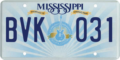 MS license plate BVK031
