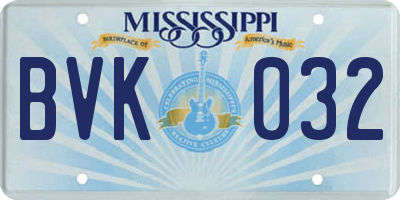 MS license plate BVK032
