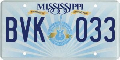 MS license plate BVK033