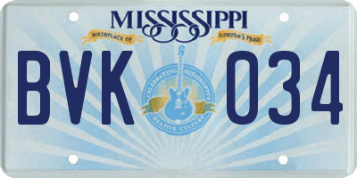 MS license plate BVK034