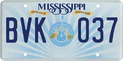 MS license plate BVK037