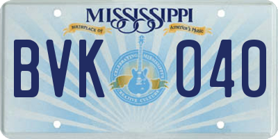 MS license plate BVK040