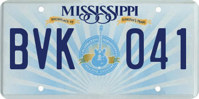 MS license plate BVK041