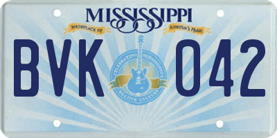 MS license plate BVK042