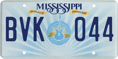 MS license plate BVK044