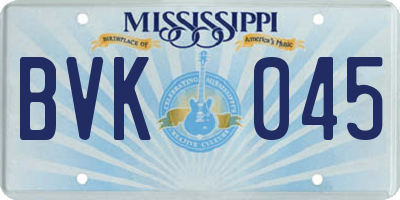 MS license plate BVK045