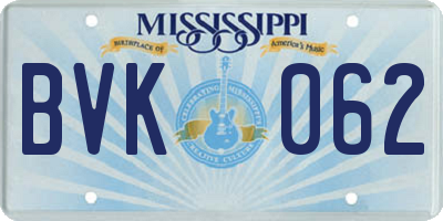 MS license plate BVK062