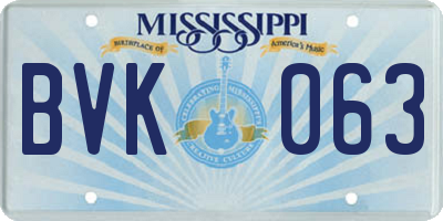 MS license plate BVK063