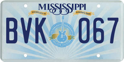 MS license plate BVK067
