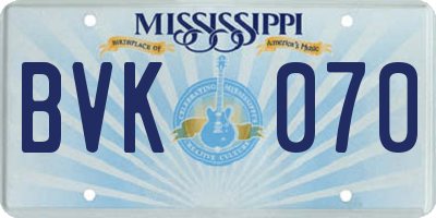 MS license plate BVK070