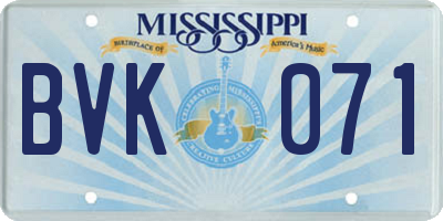 MS license plate BVK071