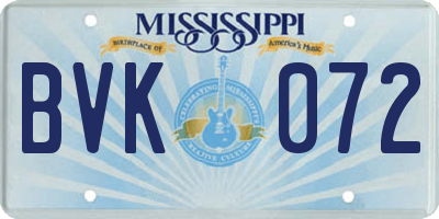 MS license plate BVK072