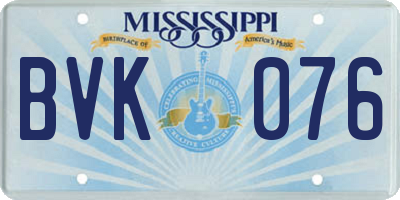 MS license plate BVK076