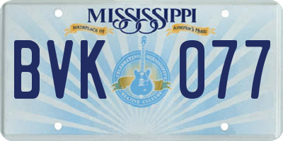 MS license plate BVK077