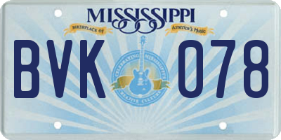 MS license plate BVK078
