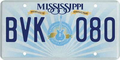 MS license plate BVK080