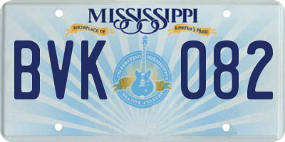 MS license plate BVK082