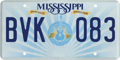 MS license plate BVK083