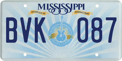 MS license plate BVK087