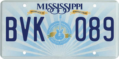 MS license plate BVK089