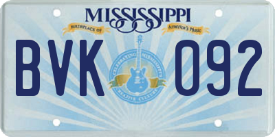 MS license plate BVK092