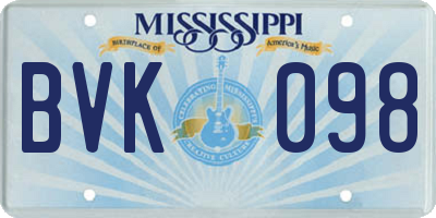 MS license plate BVK098