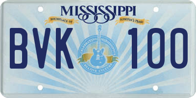 MS license plate BVK100