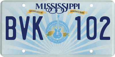 MS license plate BVK102