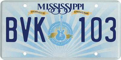 MS license plate BVK103