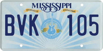 MS license plate BVK105
