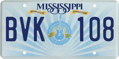 MS license plate BVK108