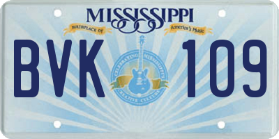 MS license plate BVK109