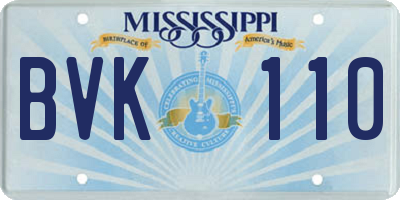 MS license plate BVK110