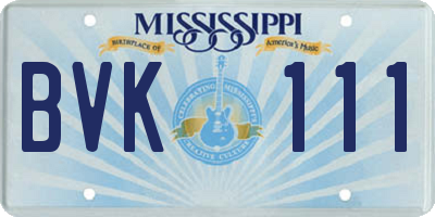 MS license plate BVK111
