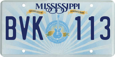 MS license plate BVK113