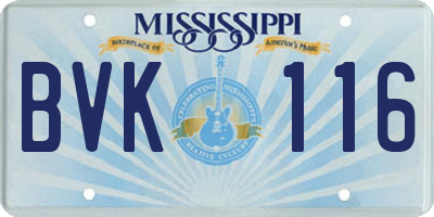 MS license plate BVK116