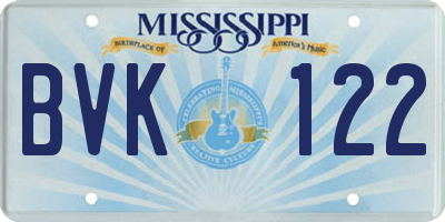 MS license plate BVK122