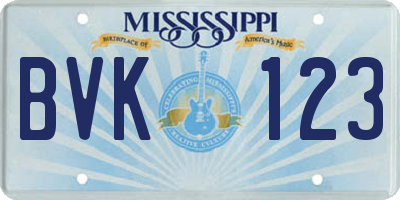MS license plate BVK123