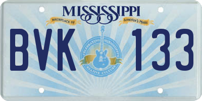 MS license plate BVK133