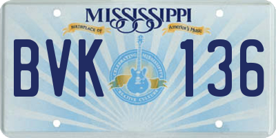 MS license plate BVK136